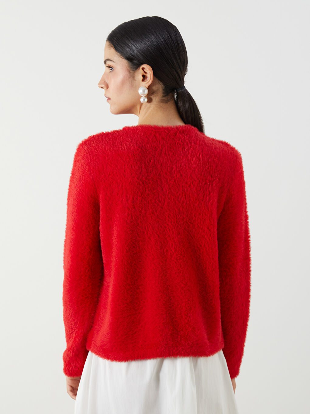 Kırmızı Bisiklet Yaka Kadın Triko Hırka-3