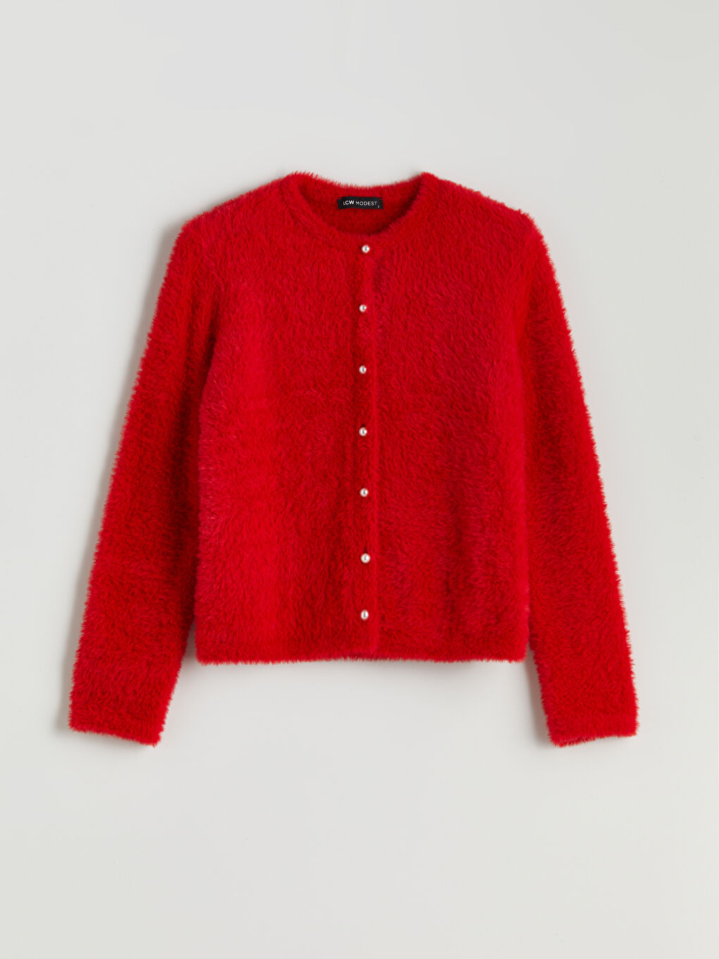 Kırmızı Bisiklet Yaka Kadın Triko Hırka-4