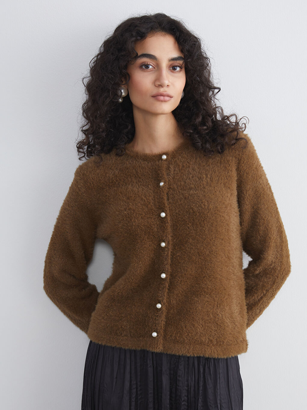 Crew Neck Women's Knitwear Cardigan