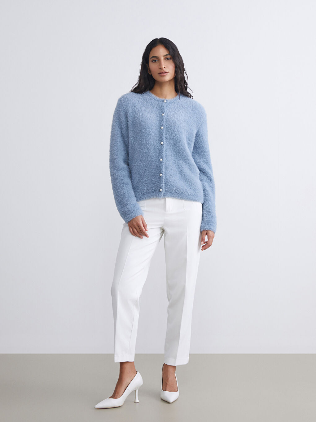 Mavi Bisiklet Yaka Kadın Triko Hırka-1