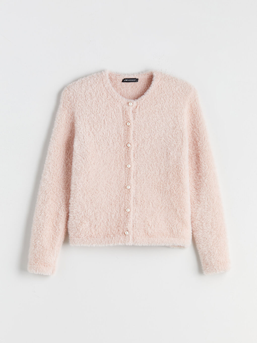 Pembe Bisiklet Yaka Kadın Triko Hırka-4