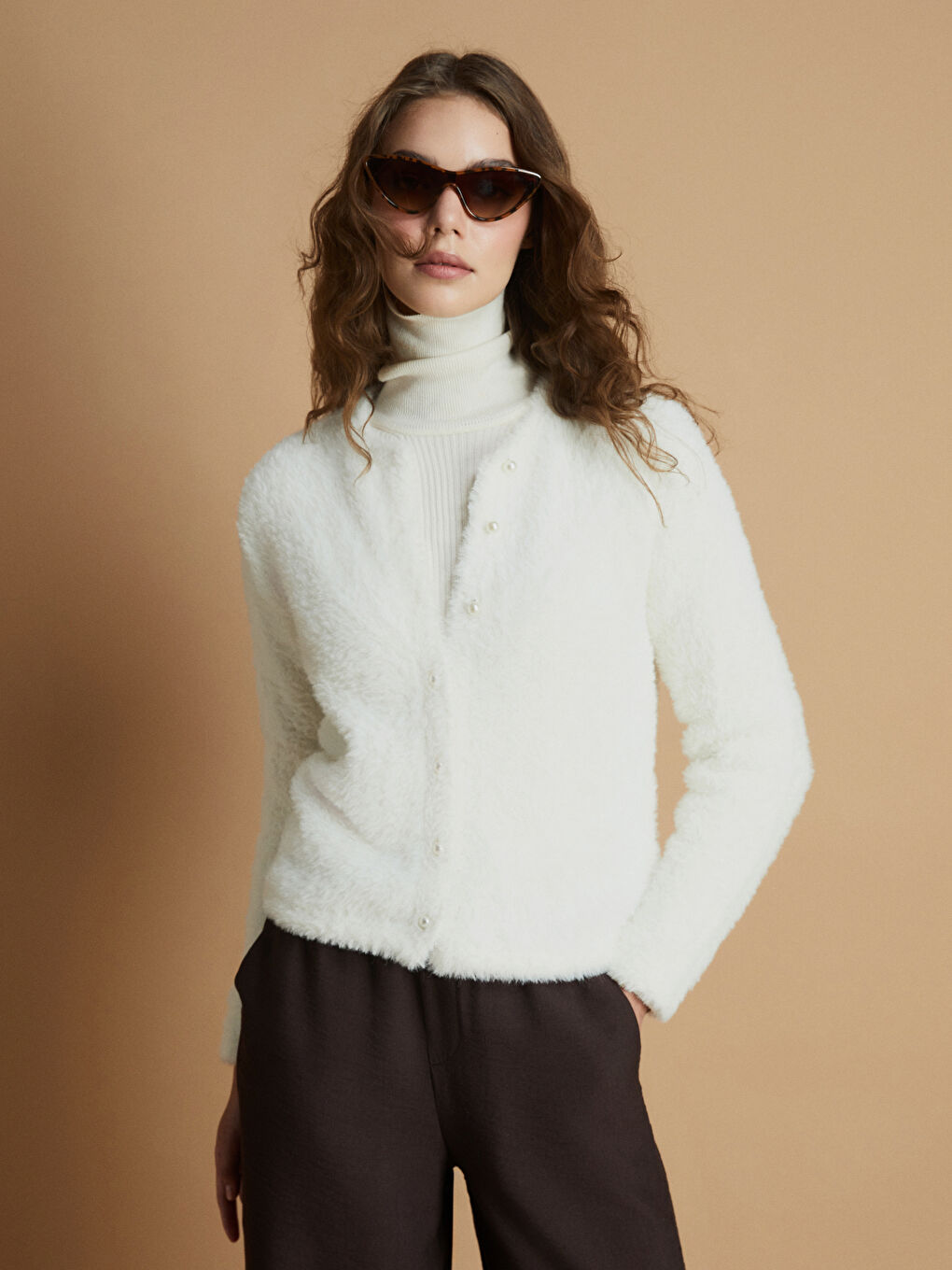 Crew Neck Women's Knitwear Cardigan