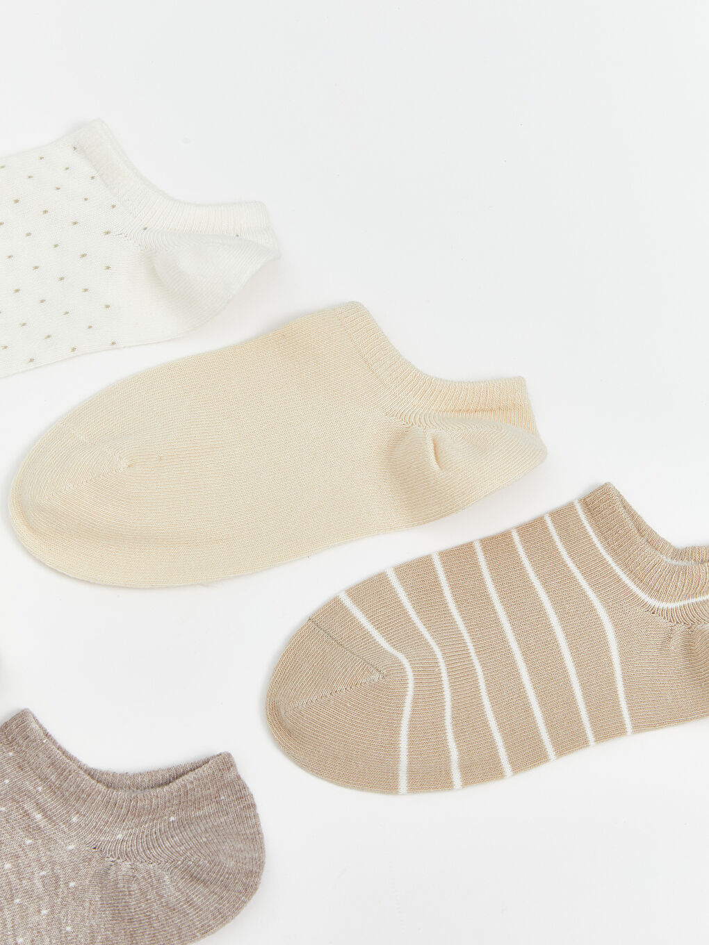 Ekru Desenli Kadın Sneaker Çorap 5'li-1