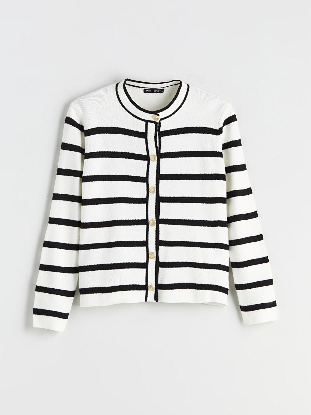 Crew Neck Striped Women's Knitwear Cardigan-4