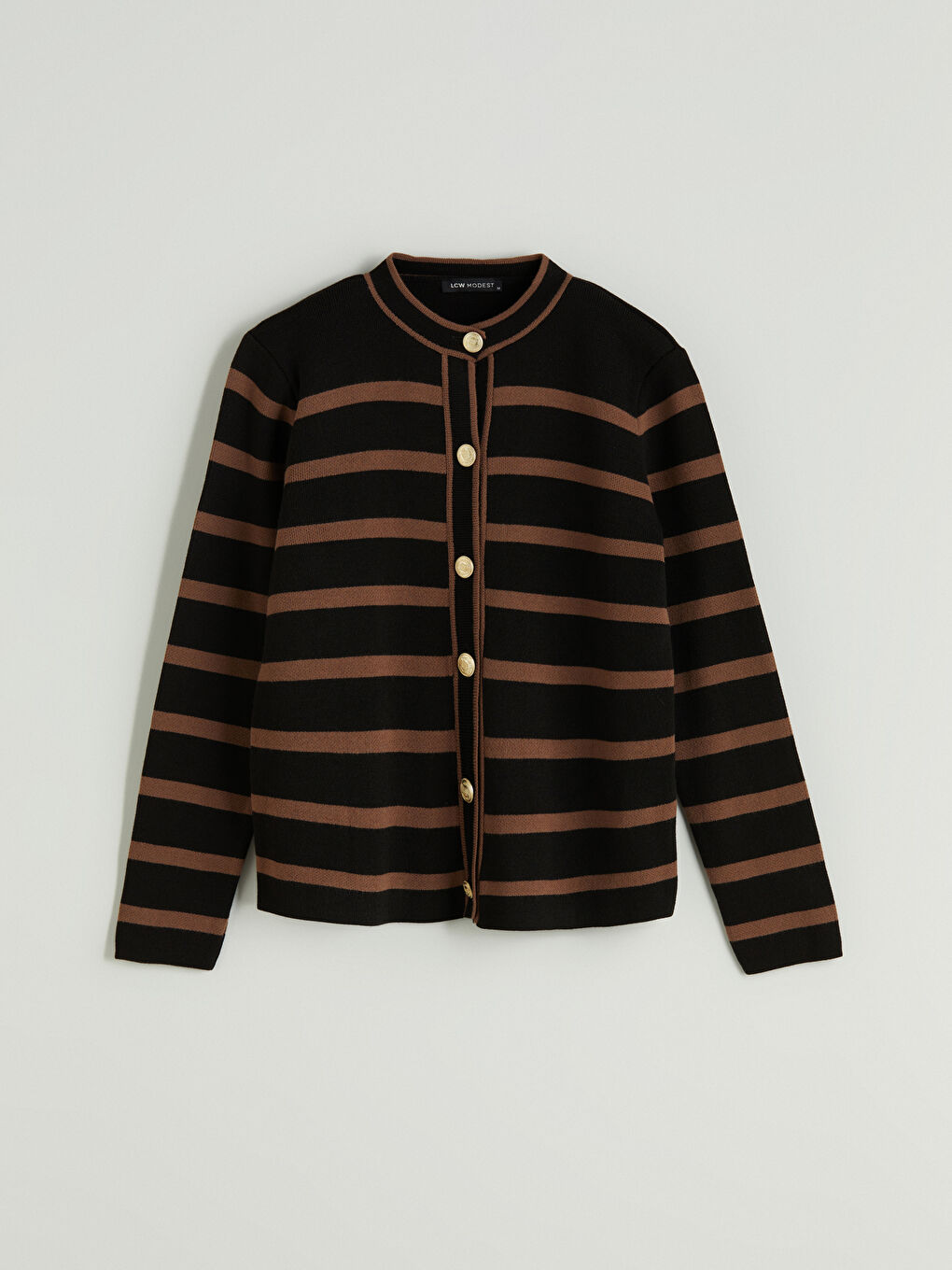 Crew Neck Striped Women's Knitwear Cardigan-4
