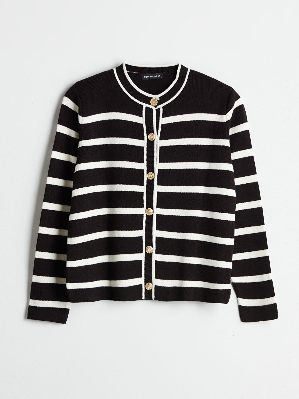 Crew Neck Striped Women's Knitwear Cardigan-4