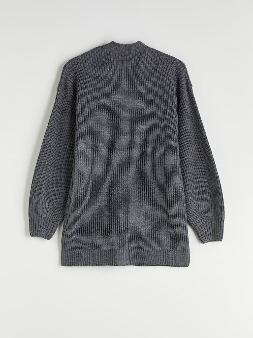 Gri V Yaka Kadın Triko Hırka-5