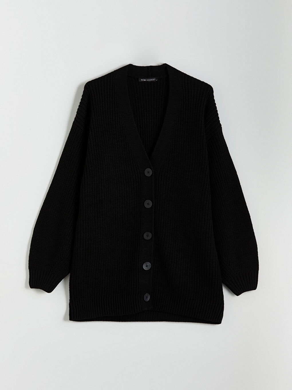 Siyah V Yaka Kadın Triko Hırka-4