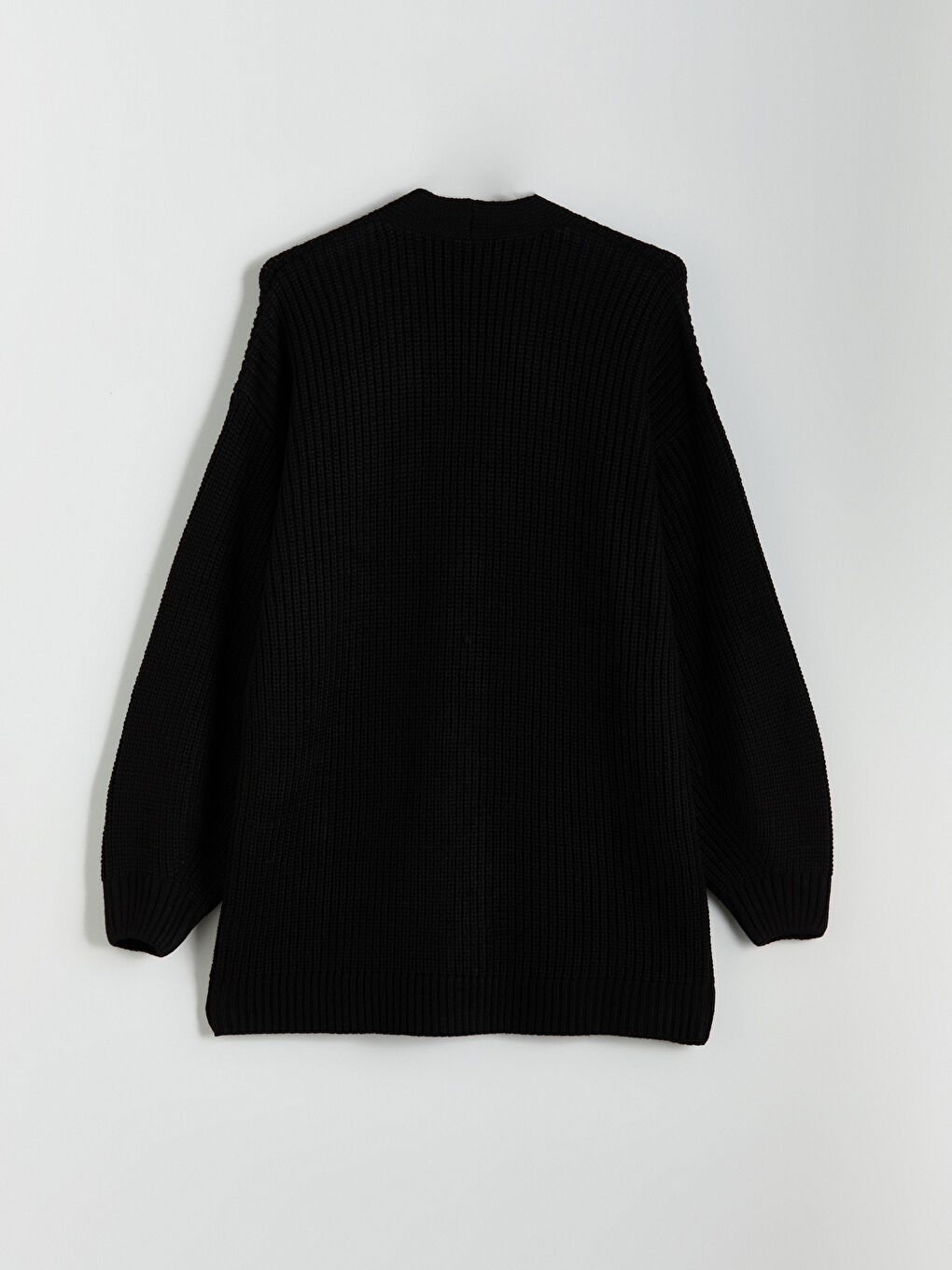 Siyah V Yaka Kadın Triko Hırka-5