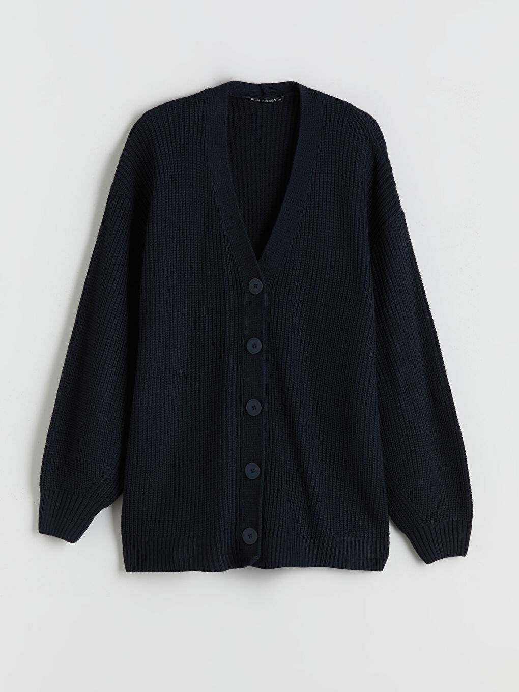 Lacivert V Yaka Kadın Triko Hırka-4