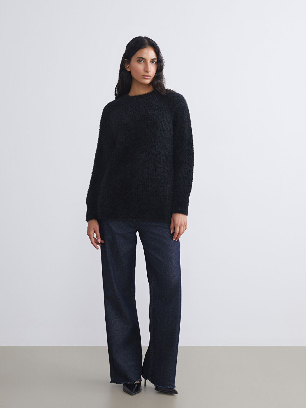 تونيك تريكو بياقة دائرية للسيدات-1