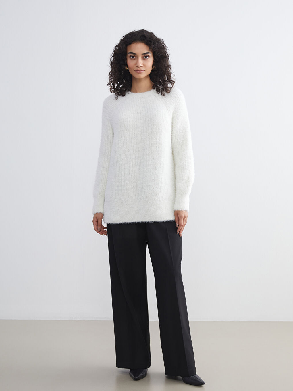 تونيك تريكو بياقة دائرية للسيدات-1