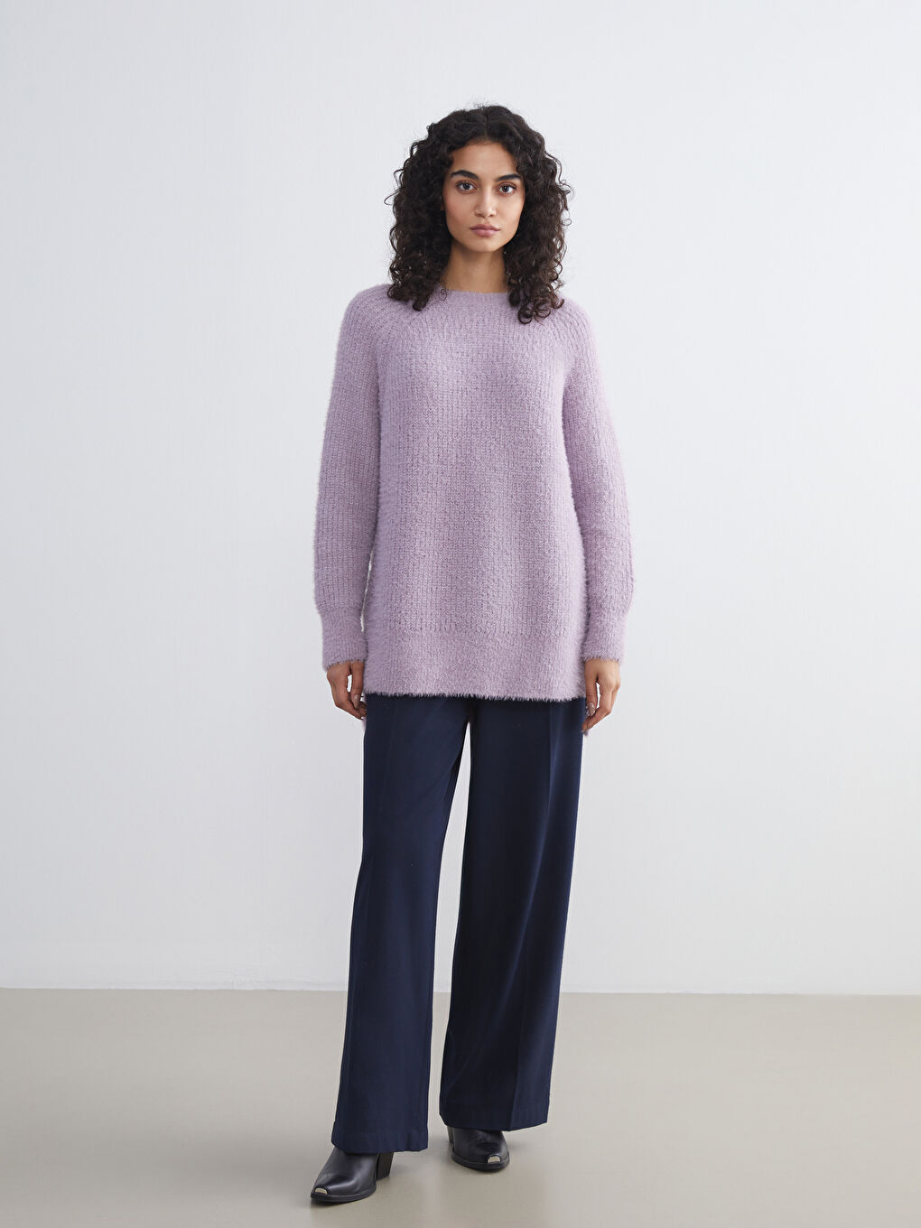 Crew Neck Women's Knitwear Tunic-1