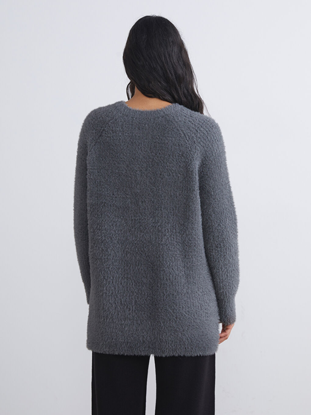 تونيك تريكو بياقة دائرية للسيدات-3