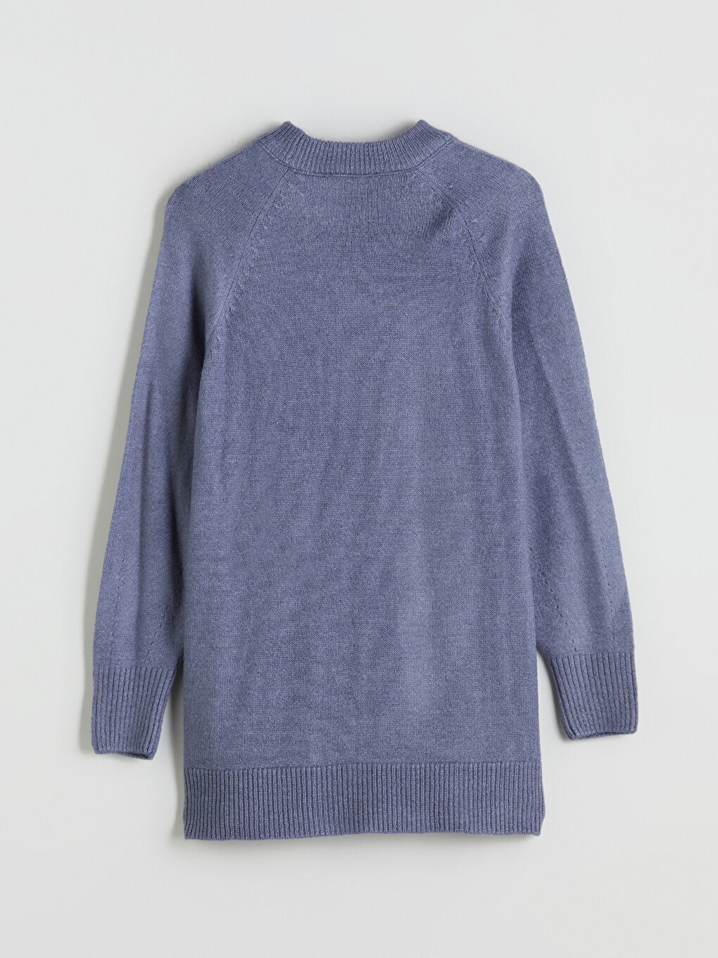 Mavi Dik Yaka Oversize Kadın Triko Tunik-6