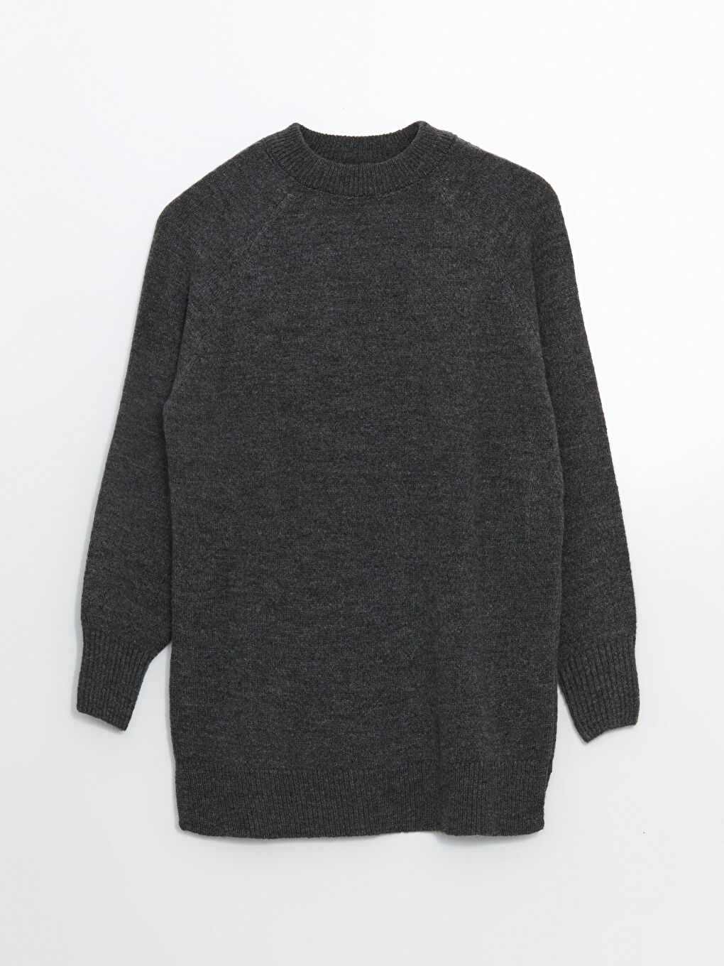 Gri Dik Yaka Oversize Kadın Triko Tunik-4