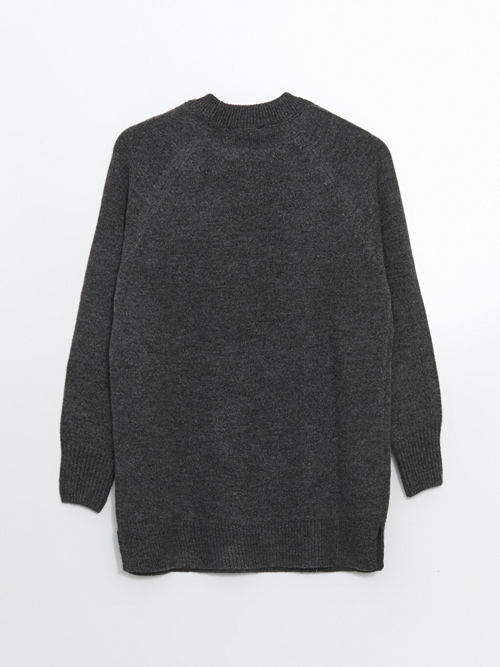 Gri Dik Yaka Oversize Kadın Triko Tunik-5