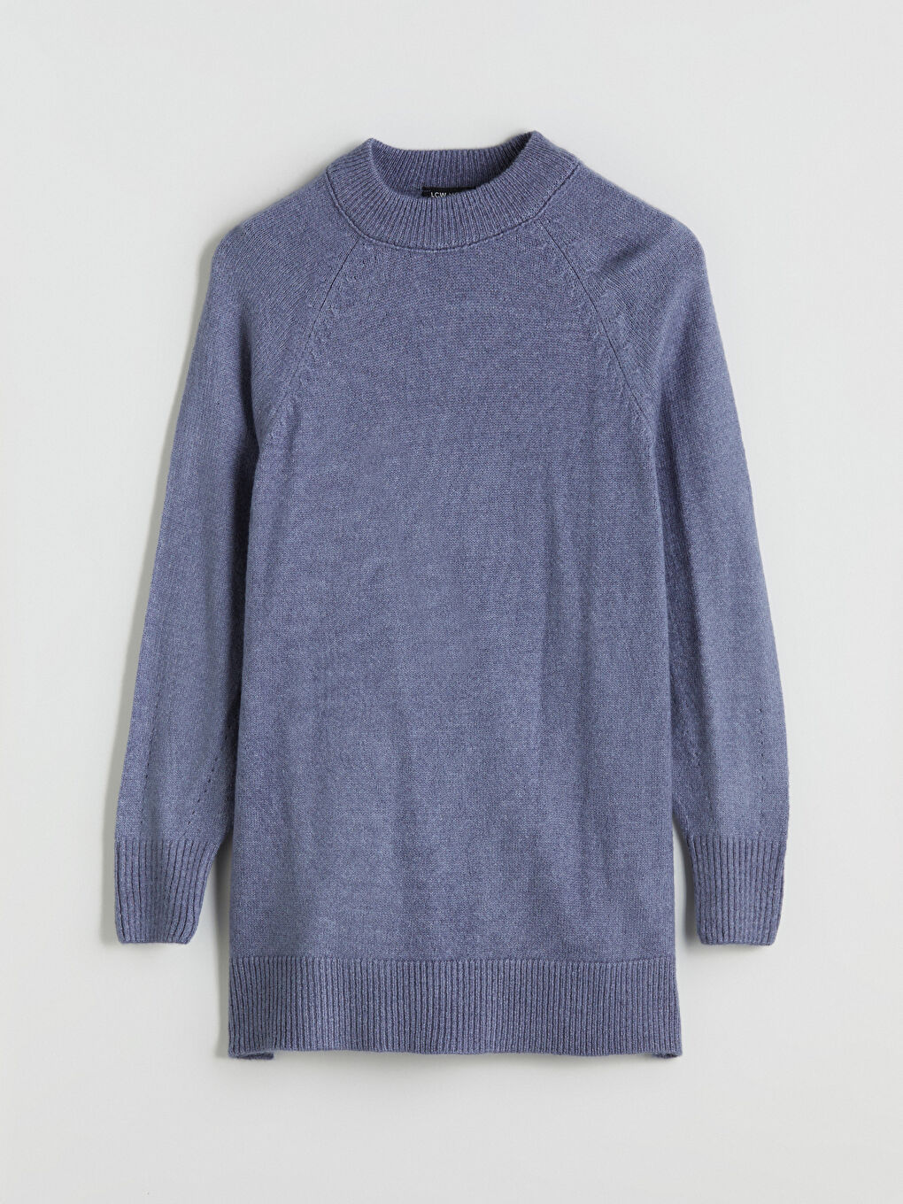 Mavi Dik Yaka Oversize Kadın Triko Tunik-4