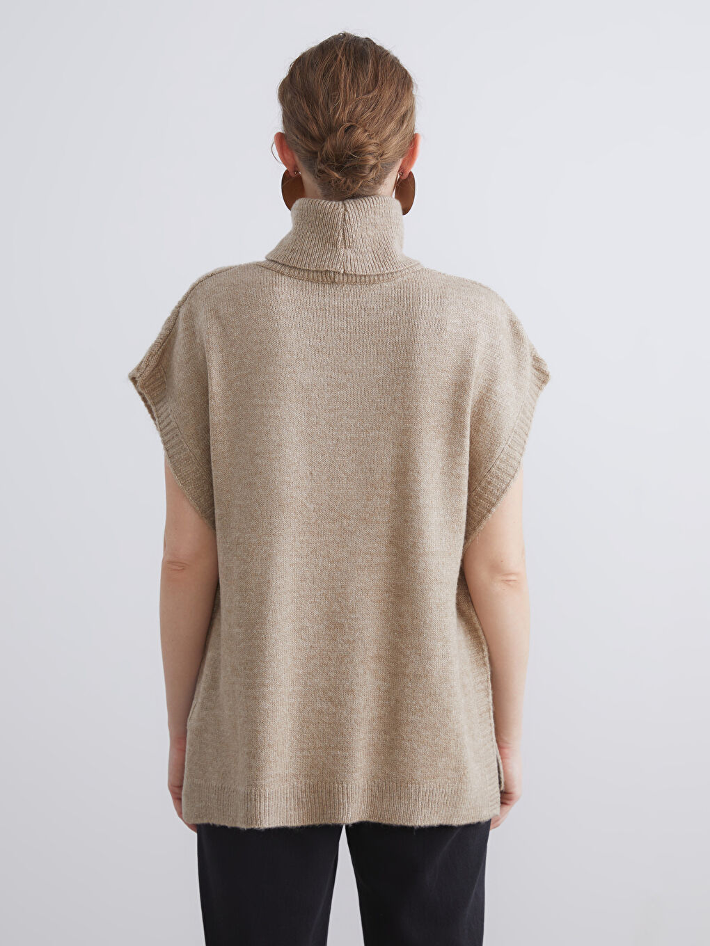 Turtleneck Hole-Knitted Women's Knitwear Sweater Vest-3