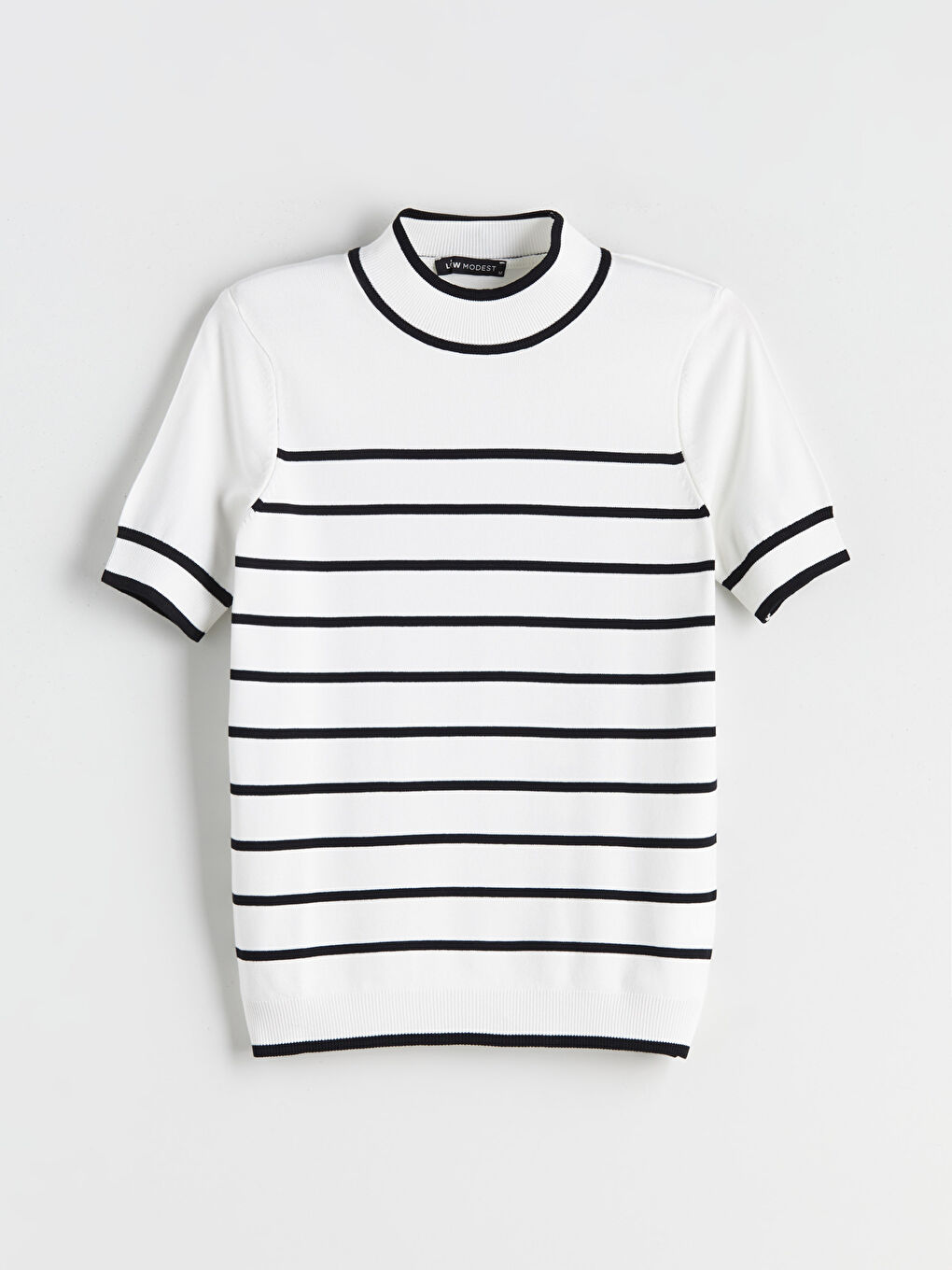 LCW Modest Funnel Neck Striped Women's Knitwear Sweater -W5BF17Z8-LEG