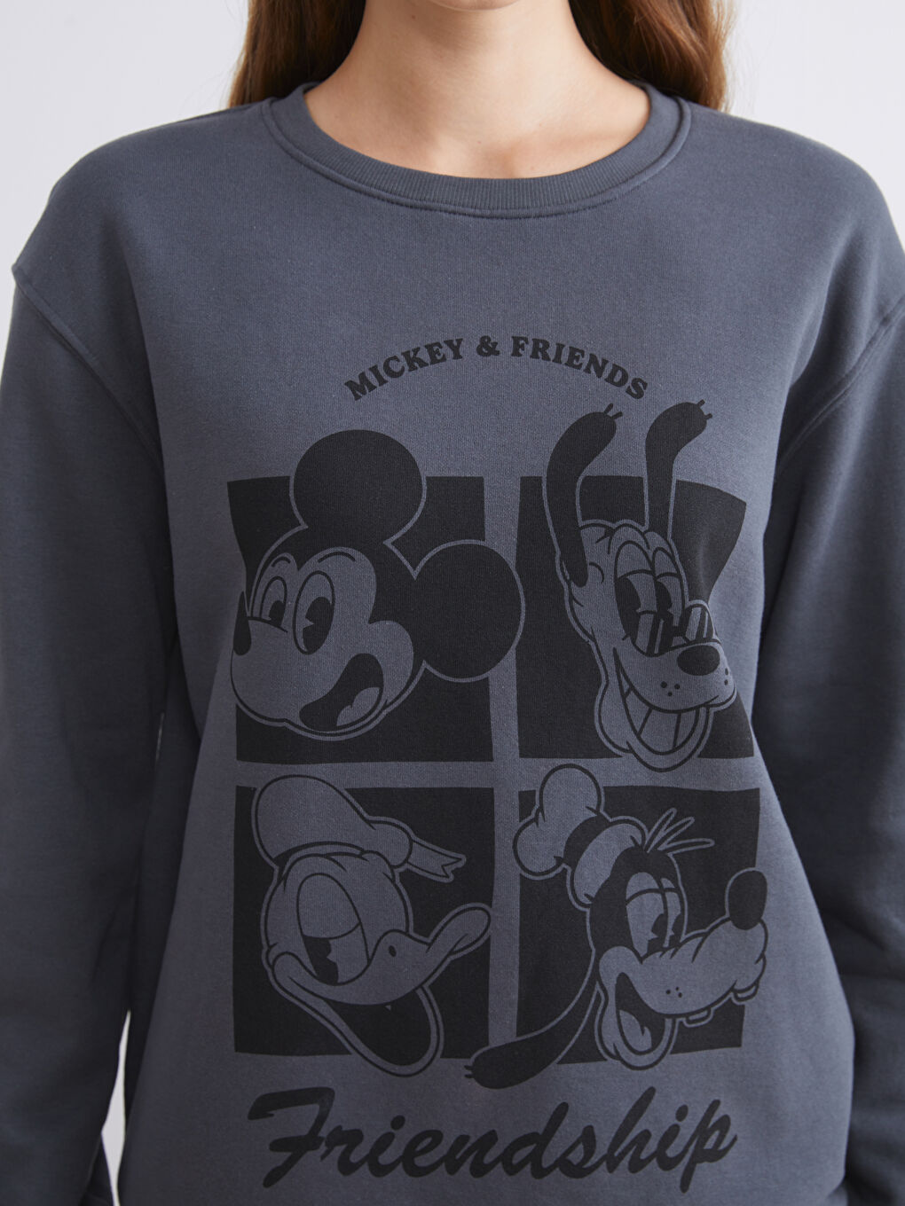 Mickey and Friends Printed Oversize Women's Thick Sweatshirt-2