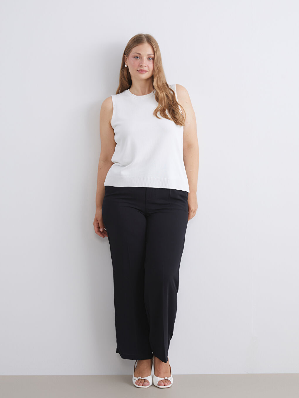 Ekru Bisiklet Yaka Kadın Triko Süveter-1