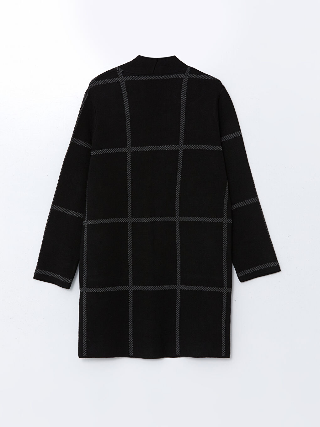 Siyah Şal Yaka Ekose Kadın Triko Hırka-7