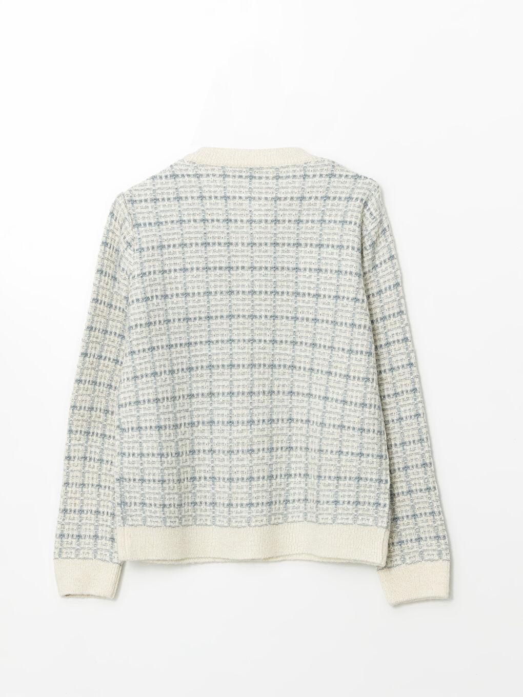 Mavi Bisiklet Yaka Desenli Kadın Triko Hırka-7