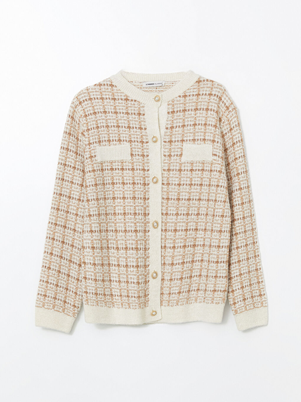 Кардиган из трикотажа с узором и круглым вырезом для женщин-8