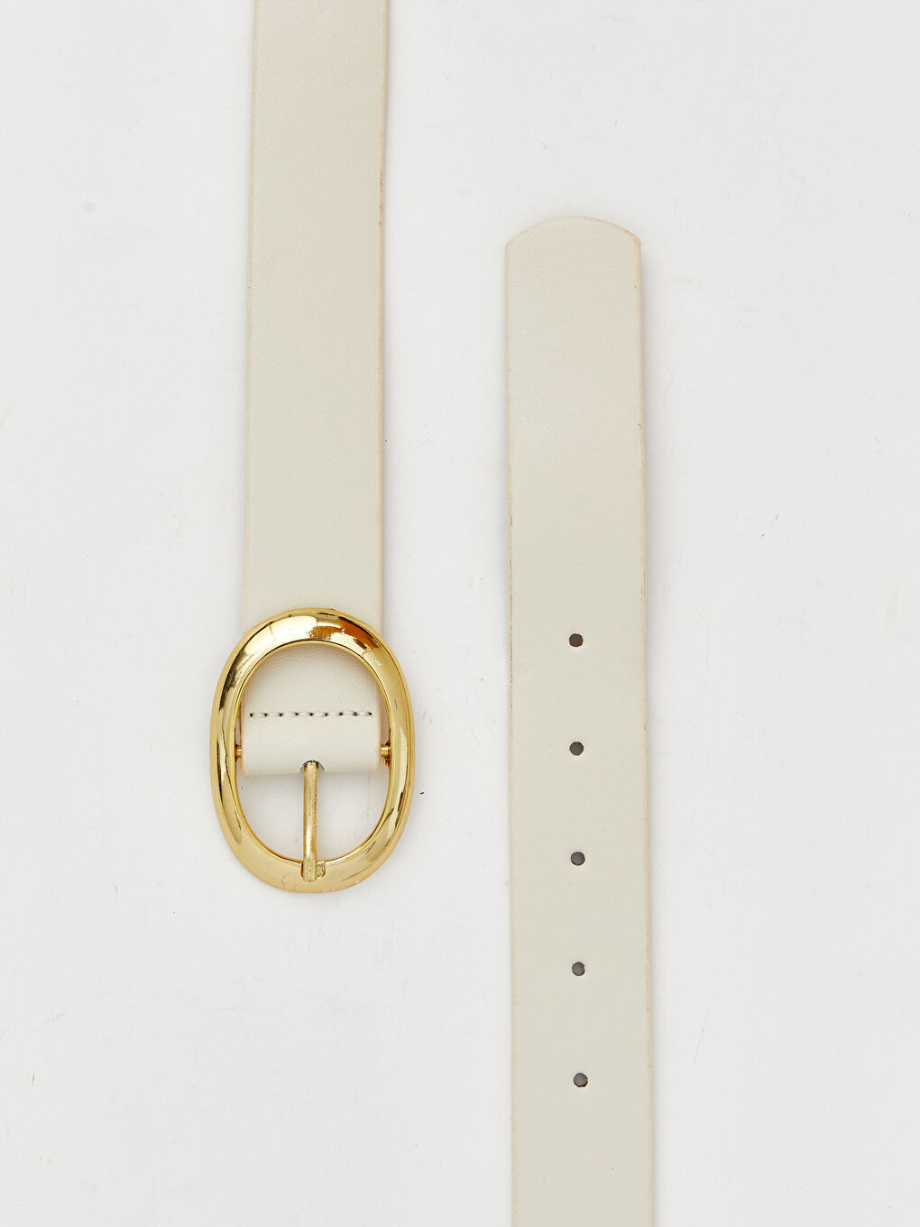 Ekru Deri Görünümlü Kadın Kemer 2'li-3