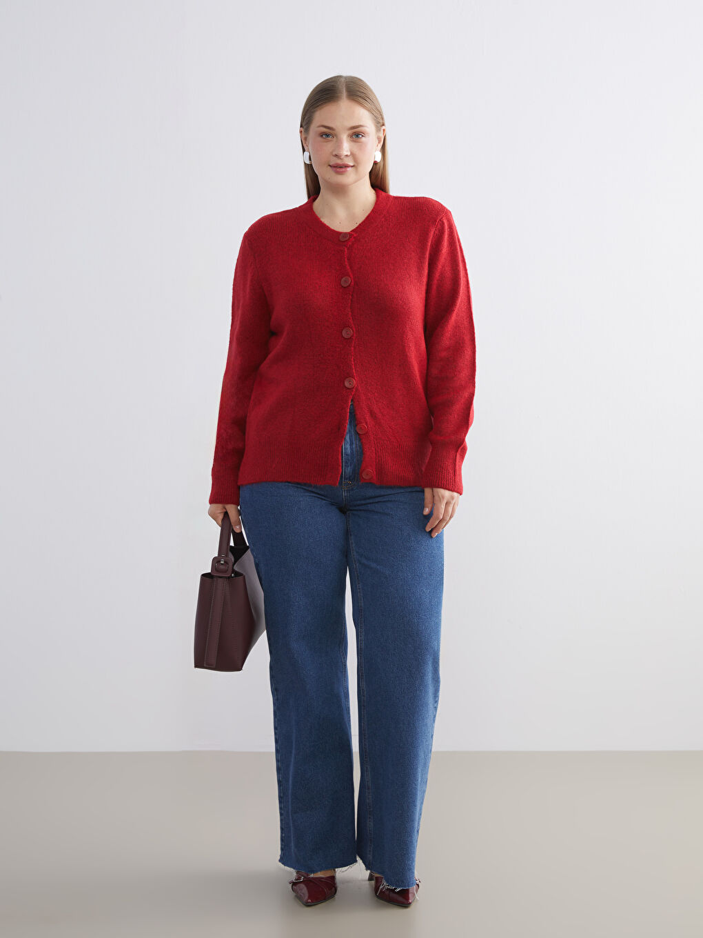 Žena CRVENA Kardigan-2