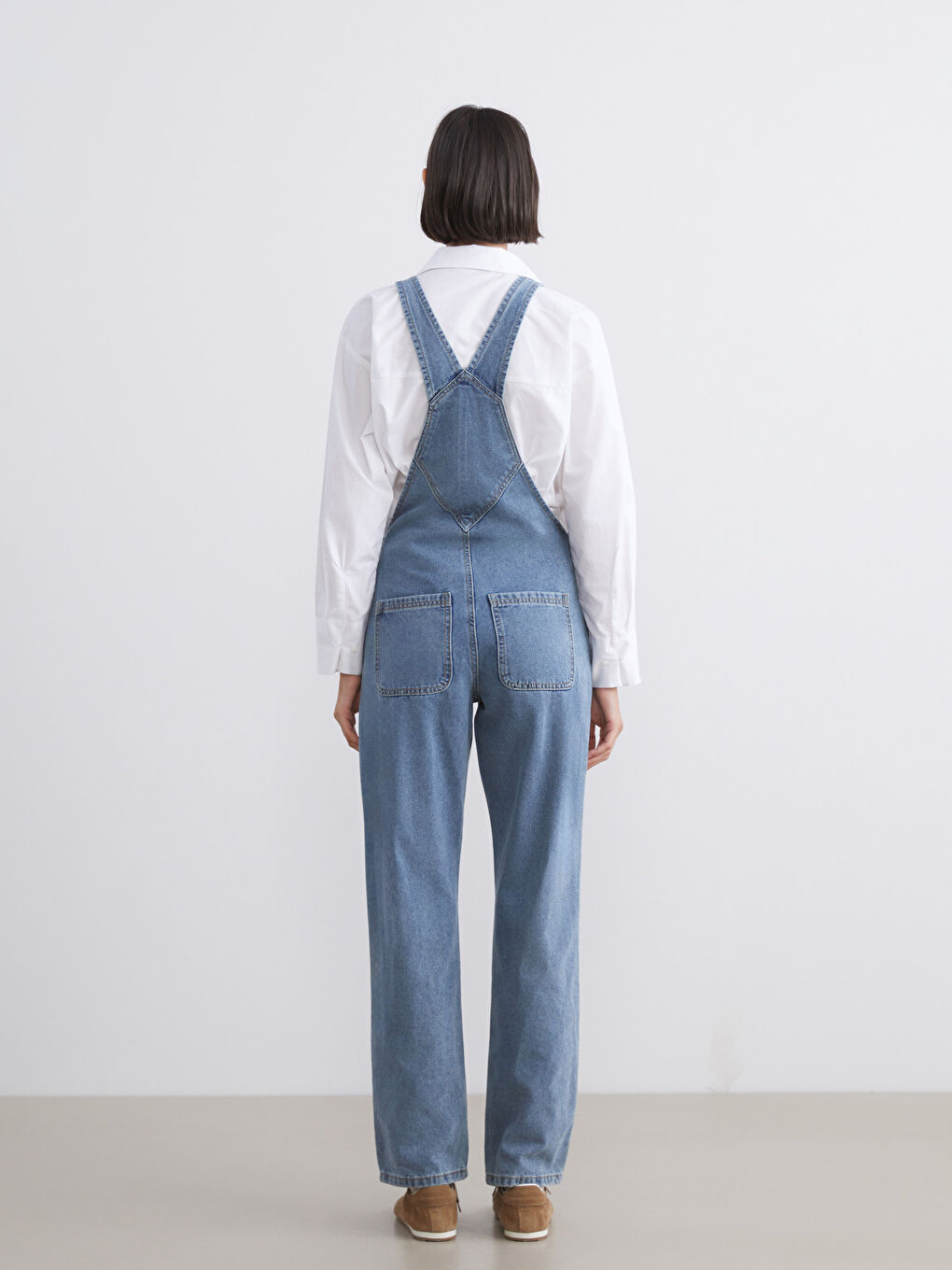 İndigo Kare Yaka Kadın Jean Salopet-3