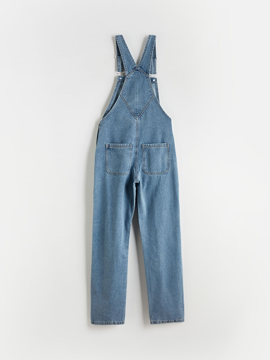 İndigo Kare Yaka Kadın Jean Salopet-4