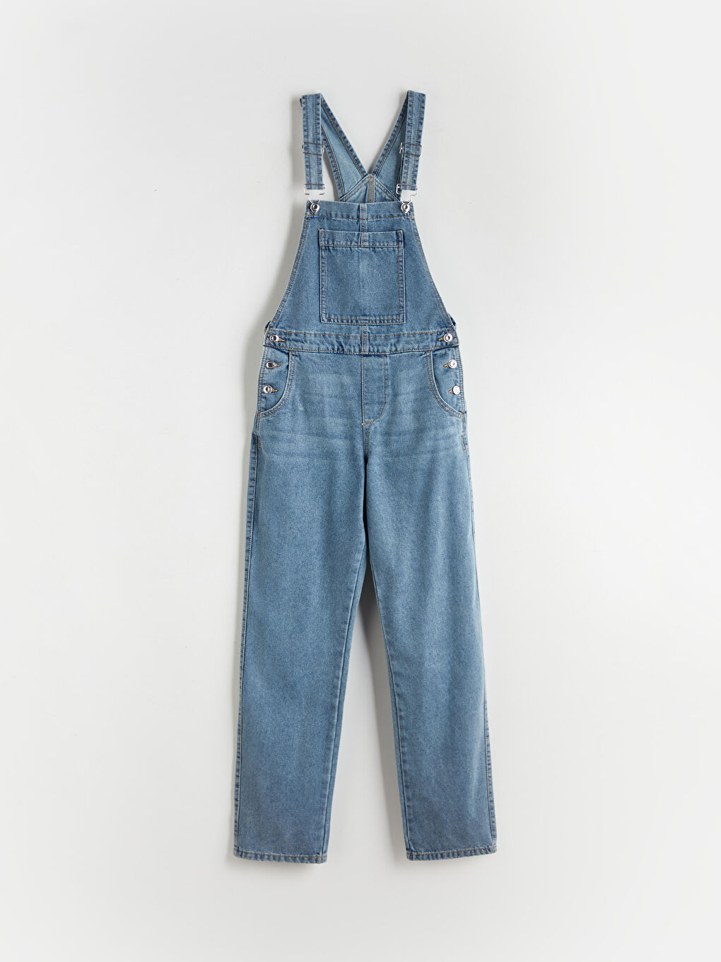 İndigo Kare Yaka Kadın Jean Salopet-5