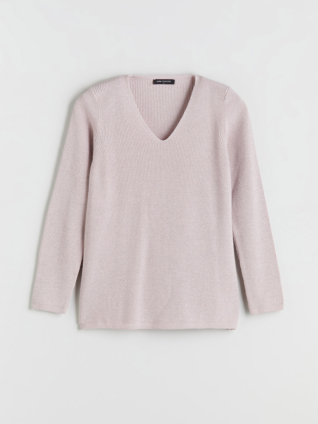 Lila V Yaka Kadın Triko Kazak-4