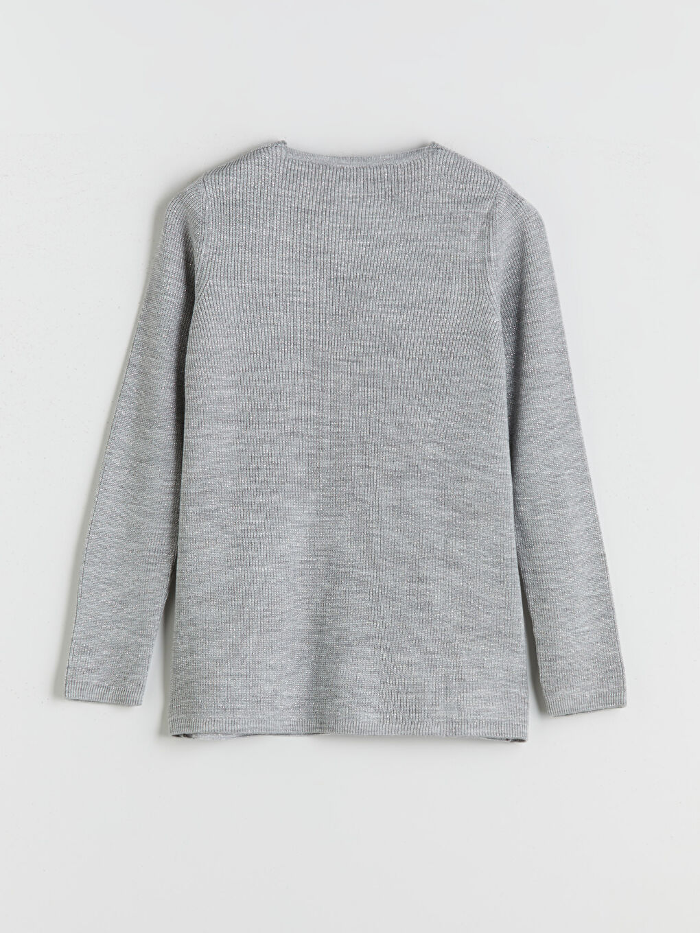 Gri V Yaka Kadın Triko Kazak-5