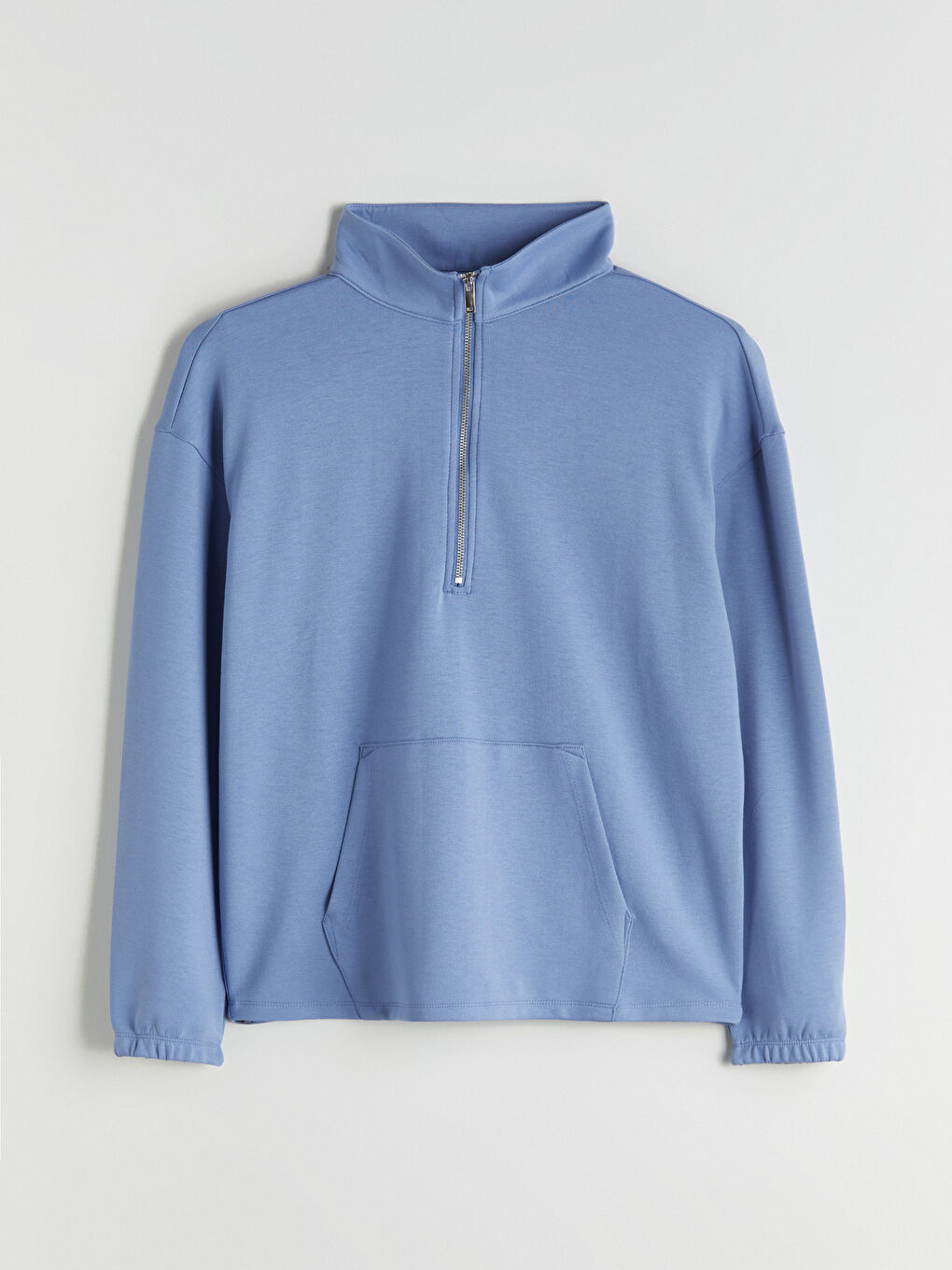 Mavi Dik Yaka Oversize Kadın Pijama Üstü-4