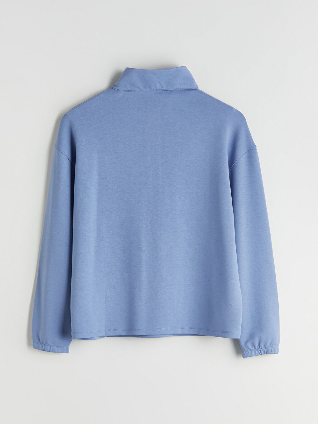 Mavi Dik Yaka Oversize Kadın Pijama Üstü-5