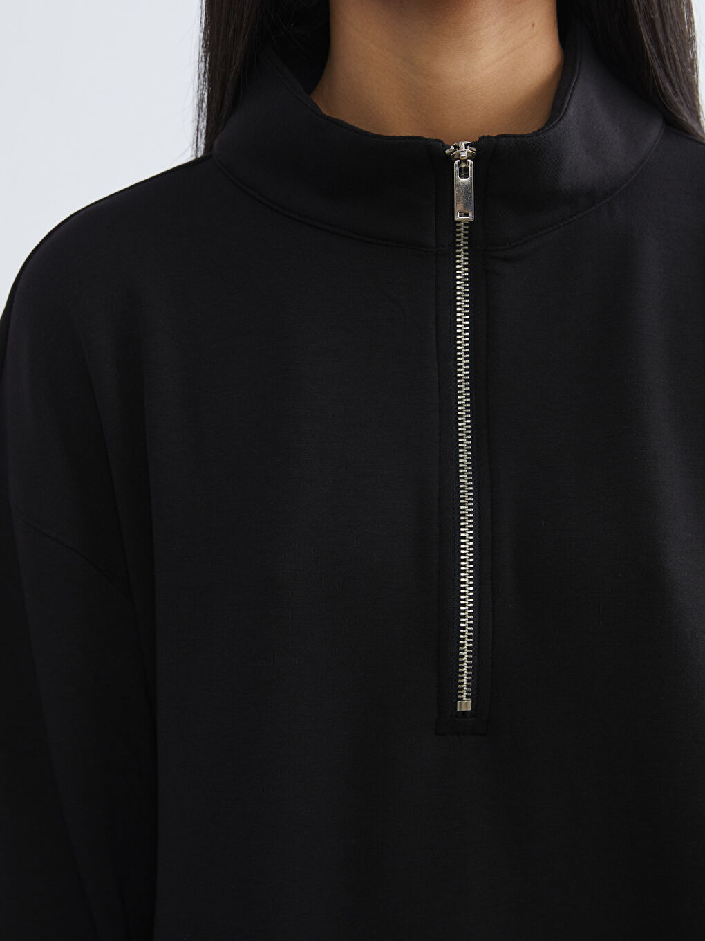 Siyah Dik Yaka Oversize Kadın Pijama Üstü-2