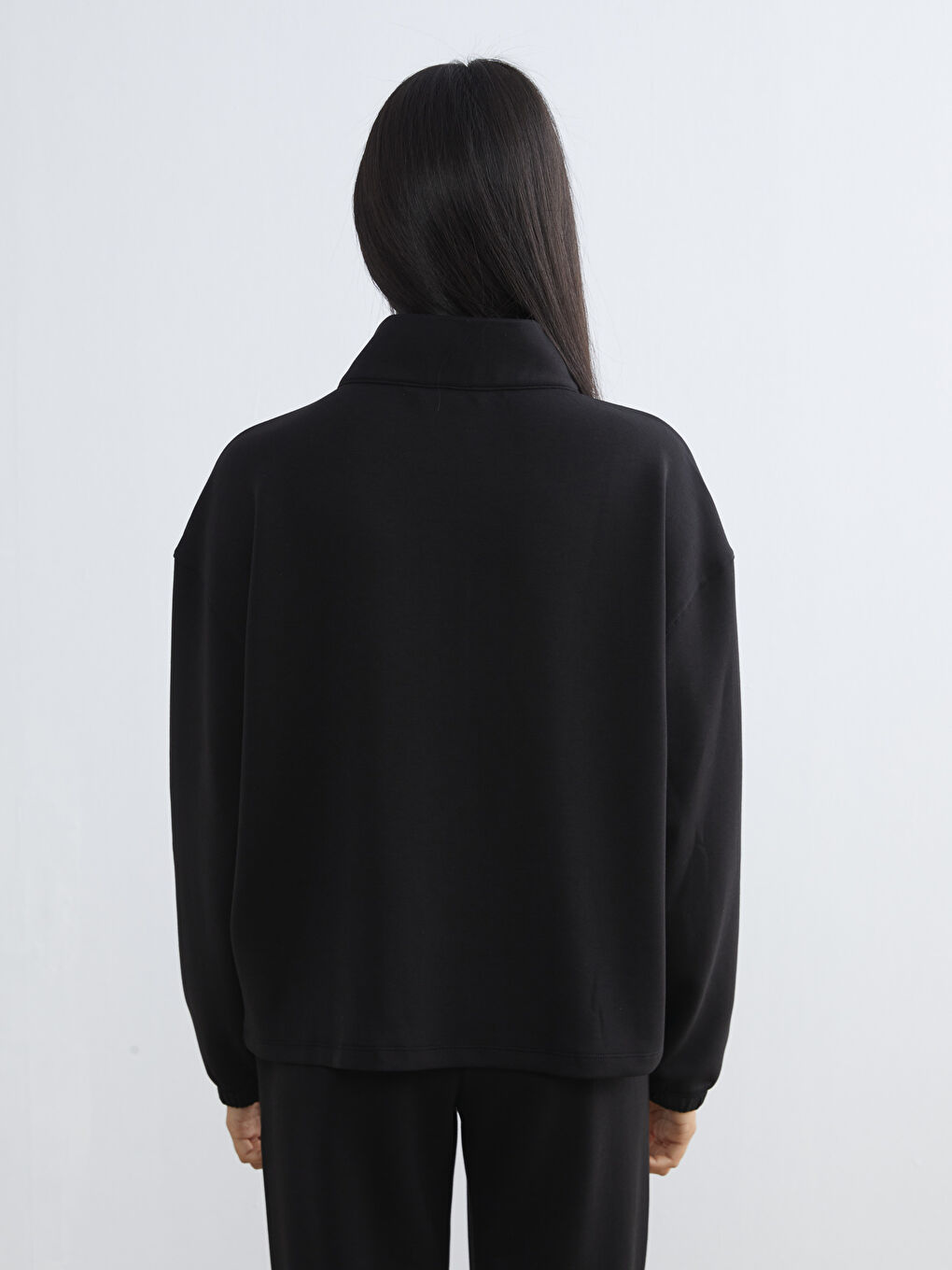 Siyah Dik Yaka Oversize Kadın Pijama Üstü-3