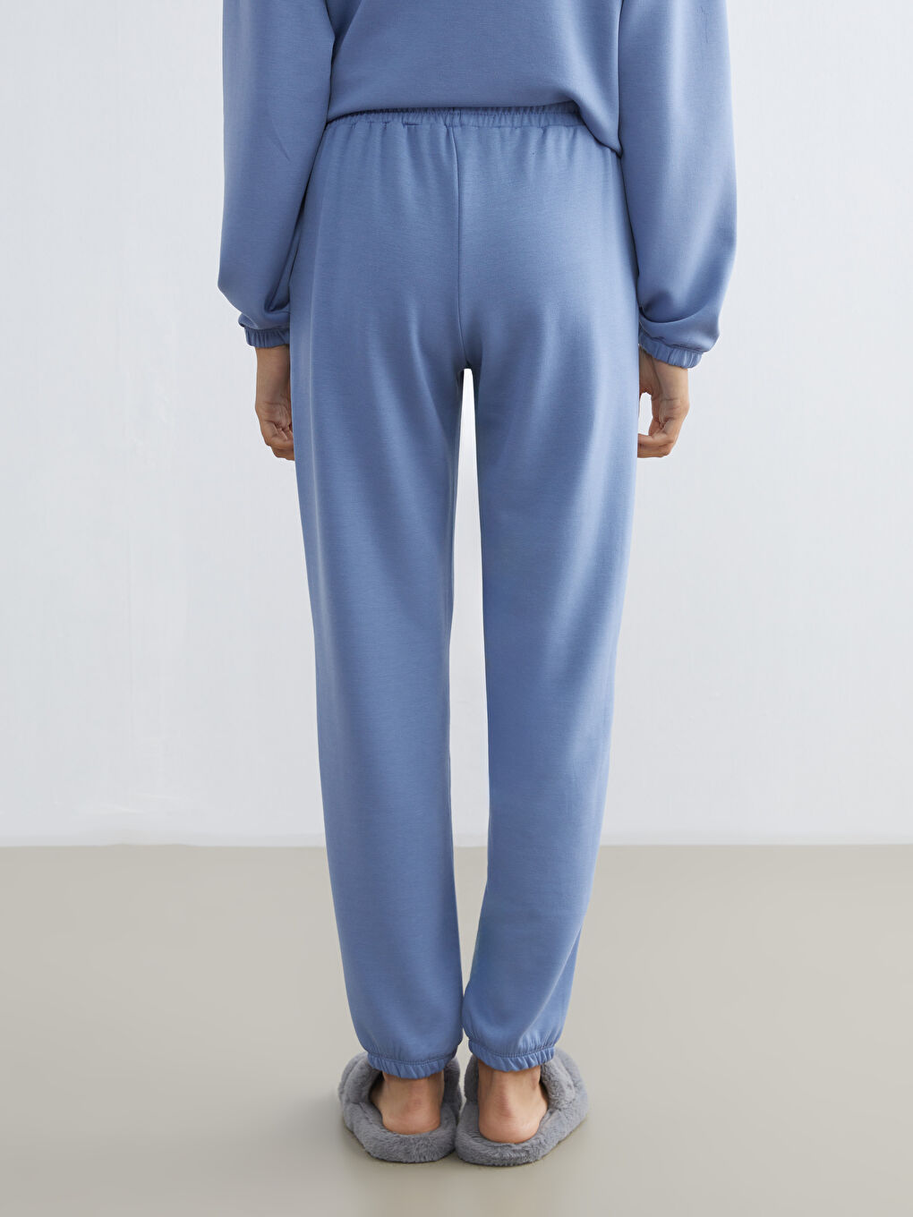 Mavi Beli Lastikli Kadın Jogger Pijama Altı-3