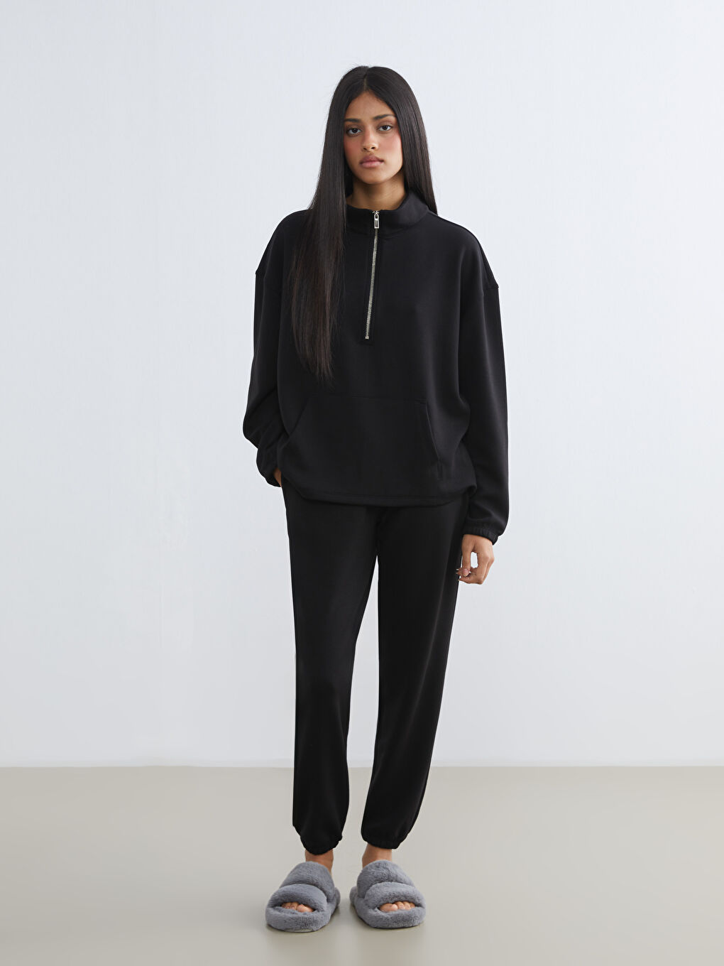 Siyah Beli Lastikli Kadın Jogger Pijama Altı