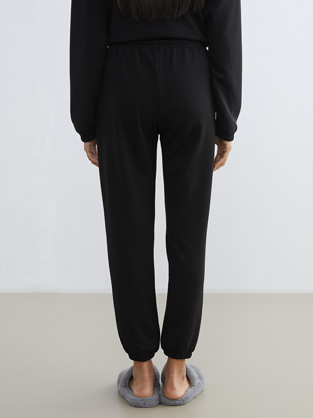 Siyah Beli Lastikli Kadın Jogger Pijama Altı-3