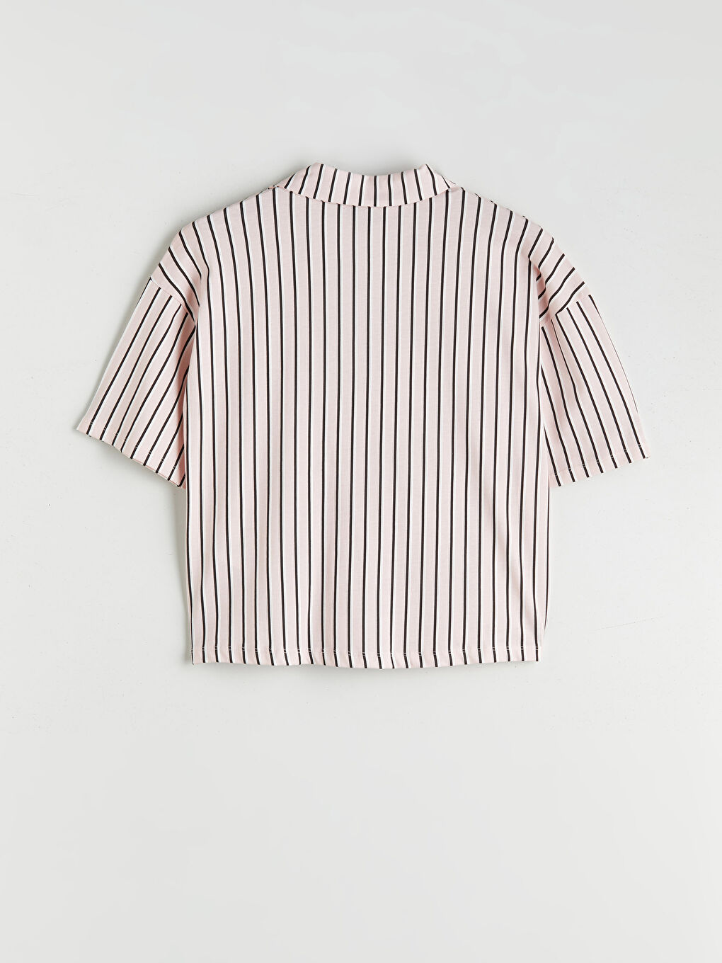 Pembe Gömlek Yaka Baskılı Kadın Pijama Üstü-1