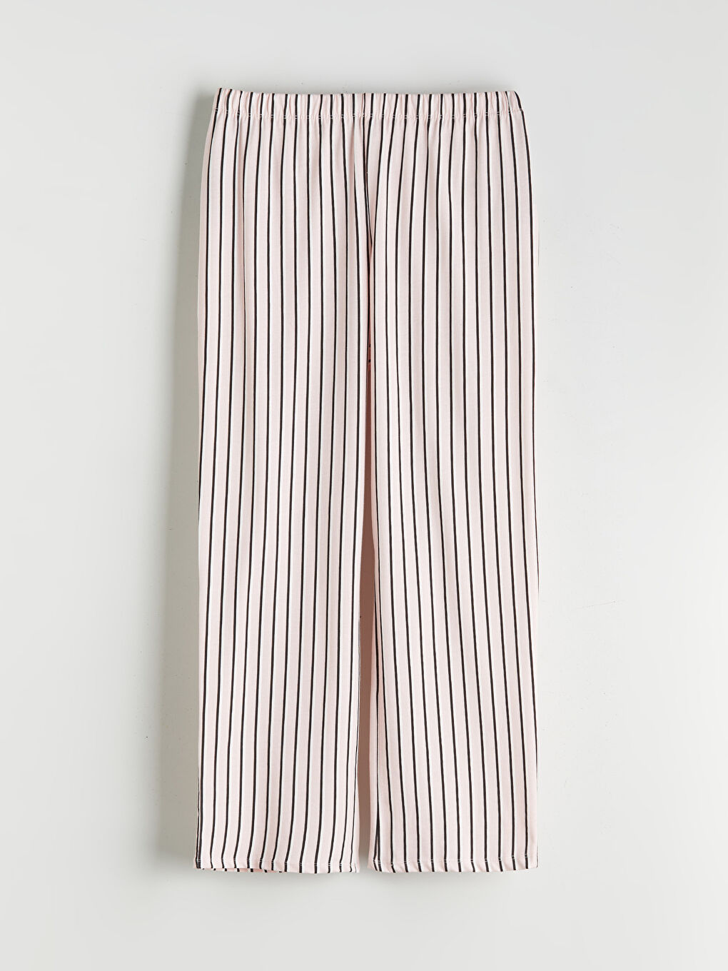 Pembe Beli Lastikli Çizgili Kadın Pijama Alt