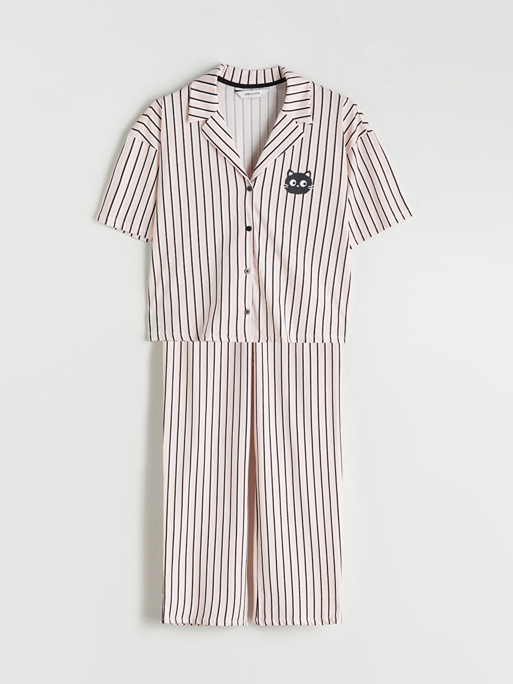 Collared Neck Striped Women's Pyjama Set-4