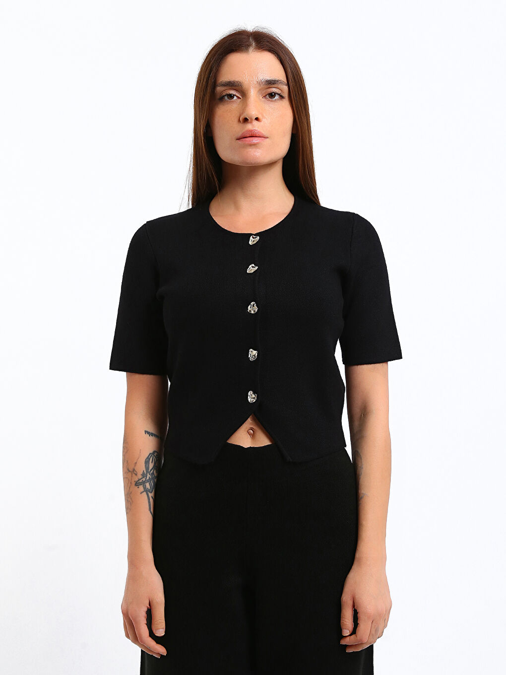 Жилетка от трикотаж с кръгло деколте