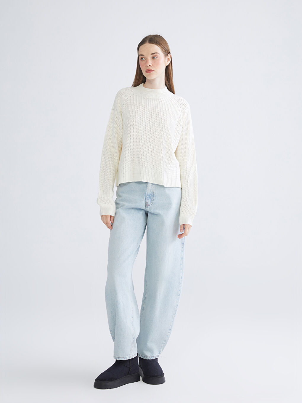 Funnel Neck Women's Knit Sweater-1