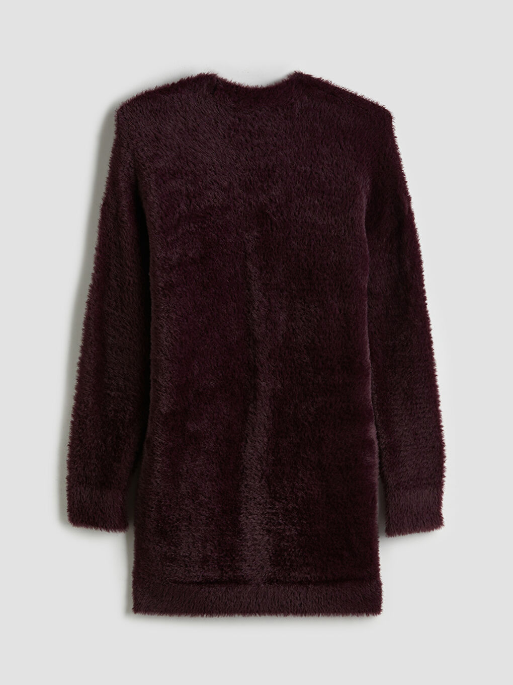 Mürdüm Şal Yaka Kadın Pelüş Triko Hırka-9