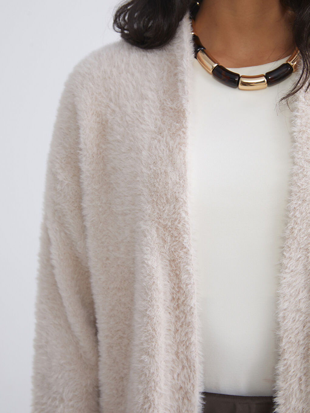 كارديجان محبوك قطيفة بياقة شال للسيدات-2